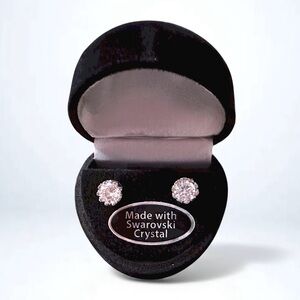 Swarovski Crystal Elements Crown Stud Earrings - Round 2CTW